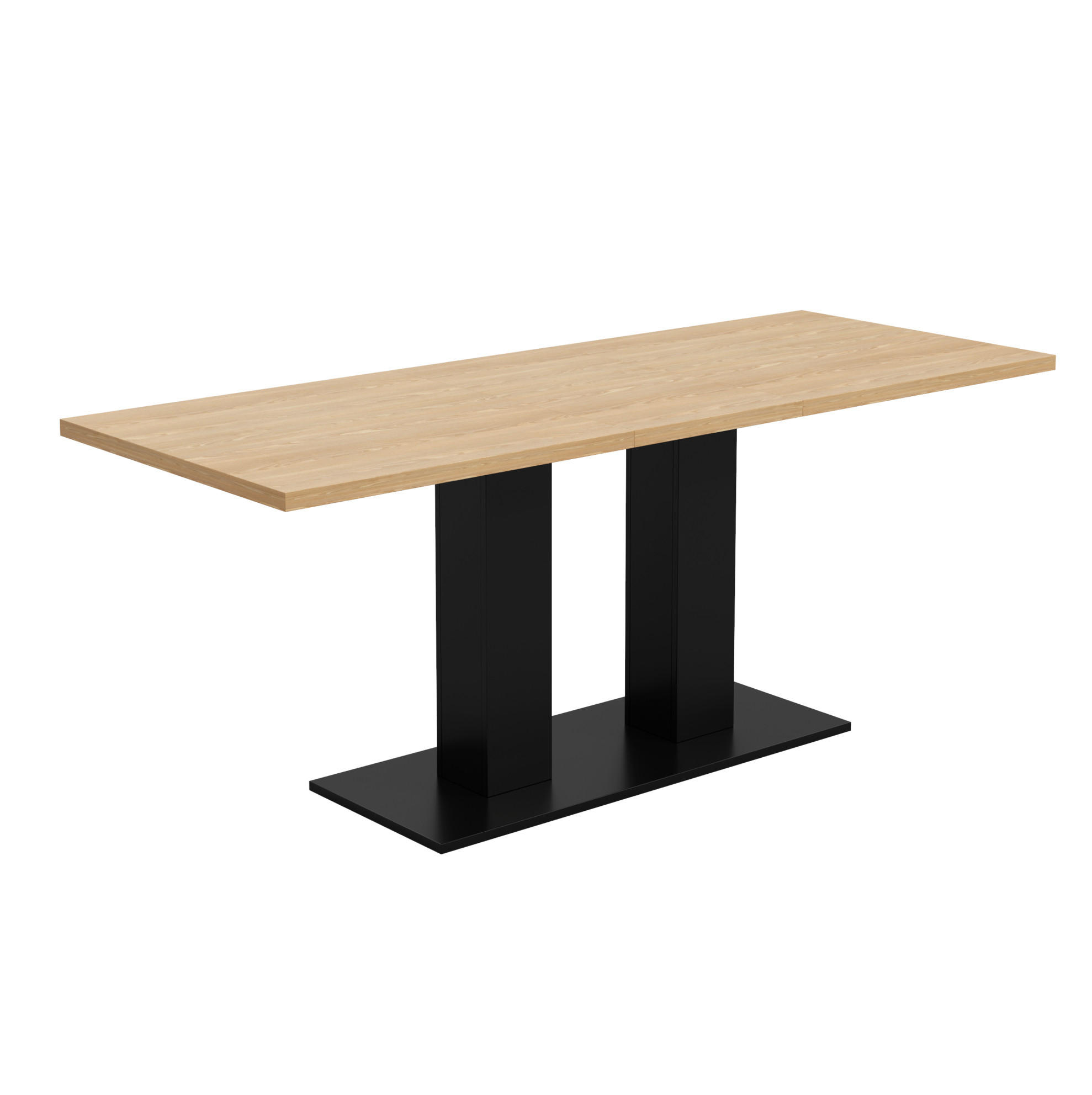 ESSTISCH 140/180/70 cm aus MDF mit Ausziehfunktion und 30 mm Tischplatte, Natur - Hellbraun/Schwarz, Holzwerkstoff (180/70/75cm) - Redom