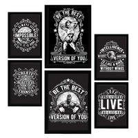 POSTER Set Mit 6 Inspirierend In Rustikale Zitate A3 & A4 Rahmenlos - Klar, Papier (29/3cm) - Nacnic