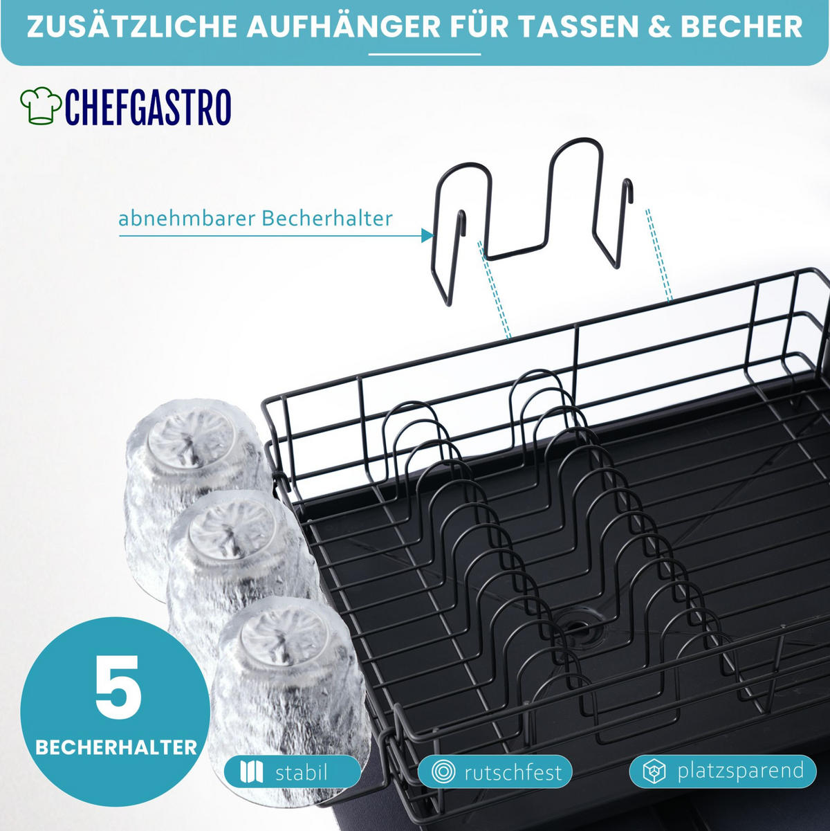 GESCHIRR-ABTROPFGESTELL 15x42x31cm Metall - Schwarz, Metall (42/15/31cm) - CHEFGASTRO