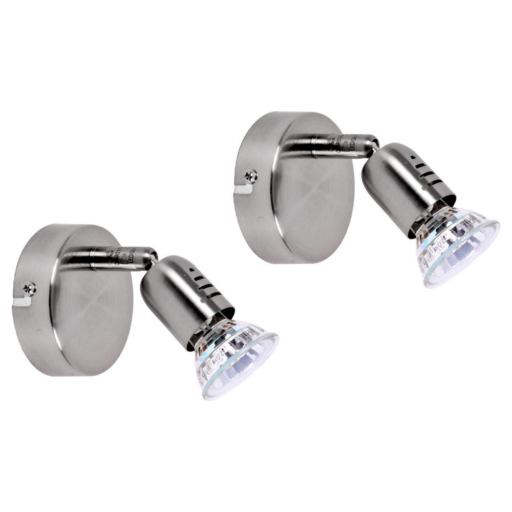 LED WANDLEUCHTE LOONA Metall Silber 2er Set - Silberfarben, Metall (8/14/8cm)