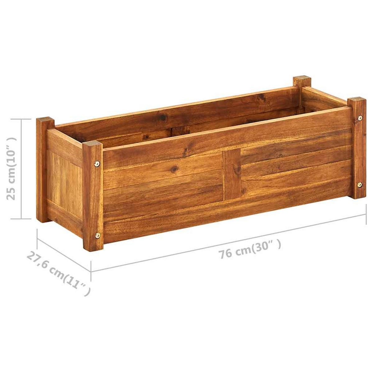 GARTEN-HOCHBEET Akazienholz 76/27,6/25 Cm - Braun, Holz (27.6/25/76cm) - vidaXL