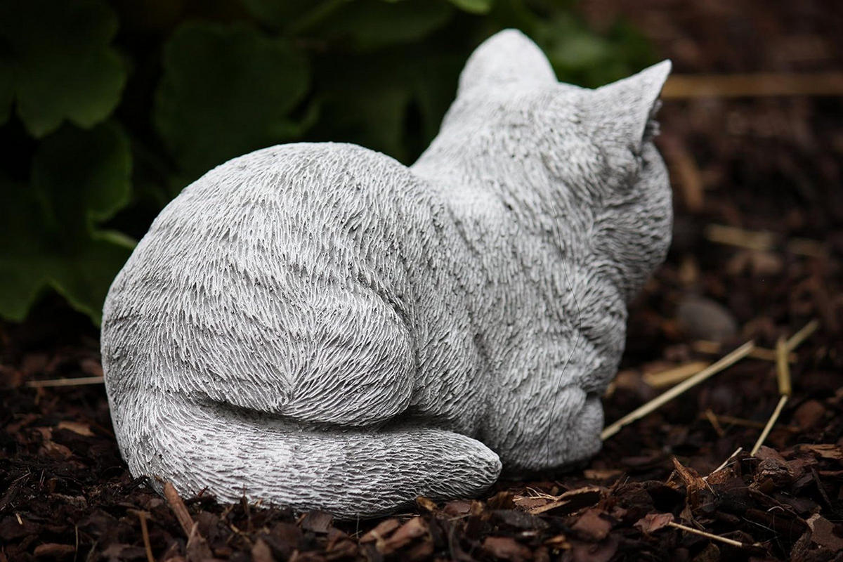 STEINFIGUR Katze Nappy ruhend massiver Steinguss frostsicher - Grau, Stein (8/11/20cm) - stoneandstyle