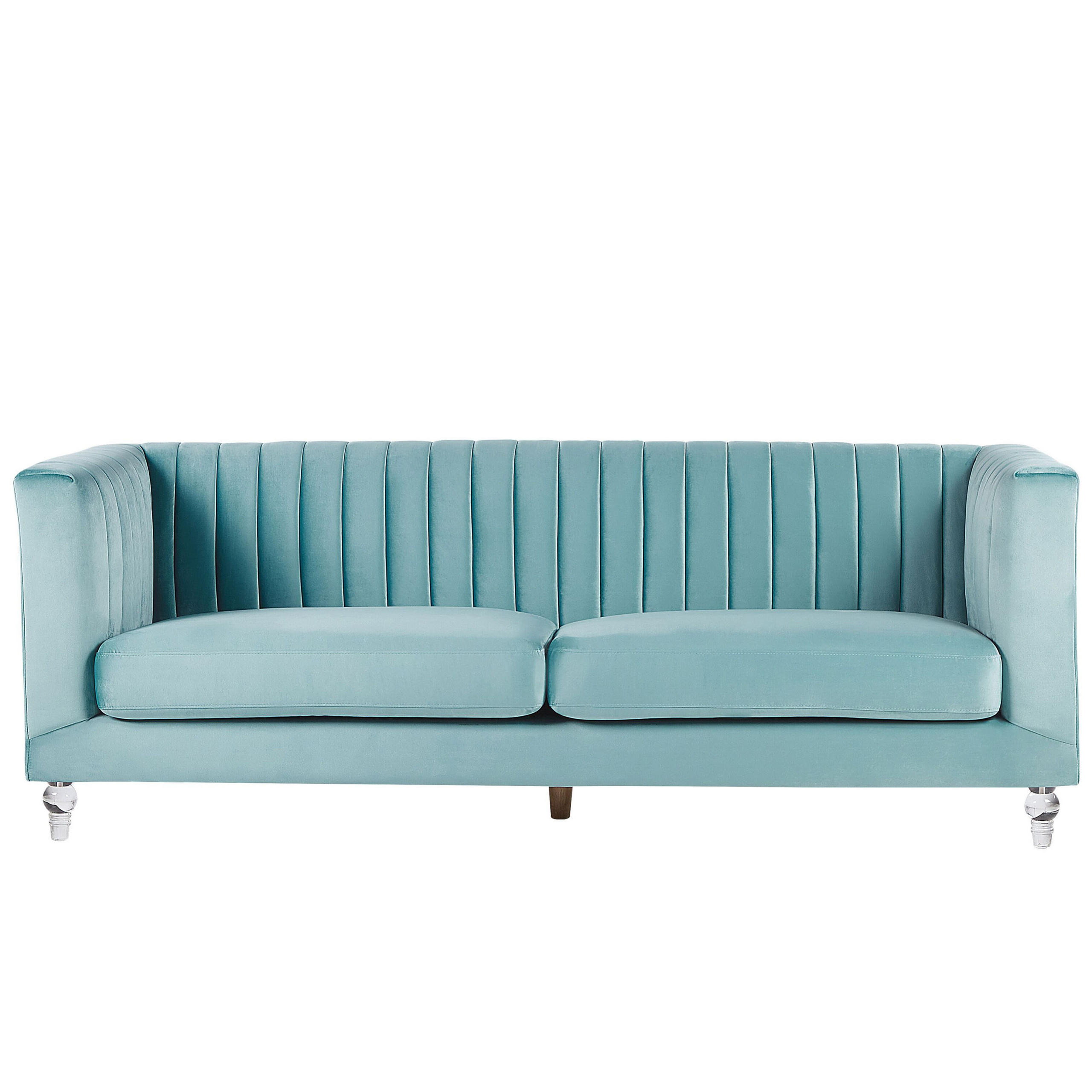 3-SITZER-SOFA Samtstoff Hellblau Arvika - Hellblau, Textil (204/75/78cm) - Beliani