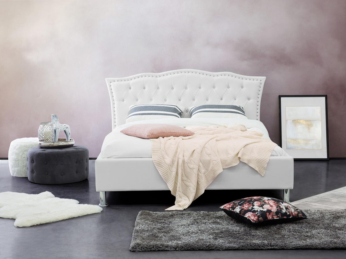 BETT 140/200cm Weiß Metz - Weiß, Textil (140/200cm) - Beliani
