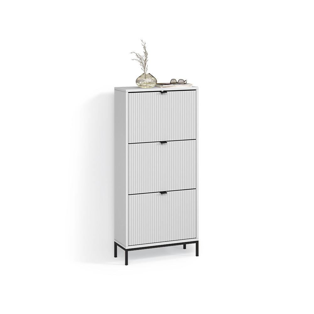 Livinity® BOTNÍK NA BOTY Aterno Bílá 60 x 130 cm se 3 sklopnými zásuvkami