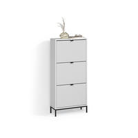SCHUHKIPPER Aterno Weiß 60 x 130 cm mit 3 Klappschubladen - Weiß, Holzwerkstoff (60/130/24cm) - Livinity®