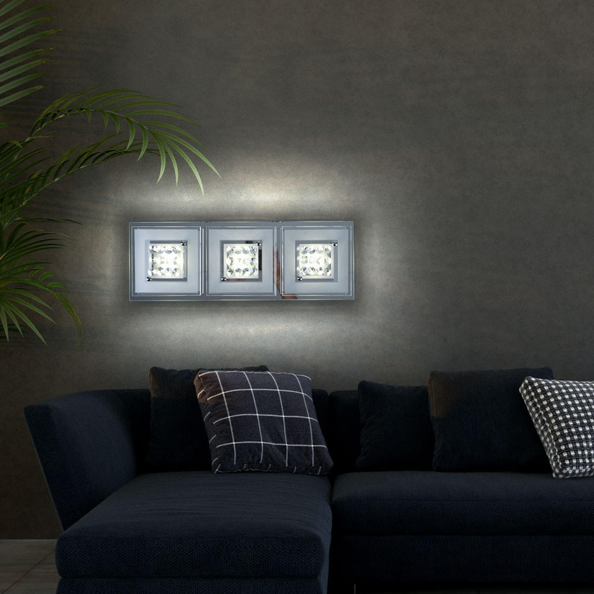LED DECKENLEUCHTE Miranda Klar Chrom - Silberfarben, Glas (40/14/7cm) - Esto