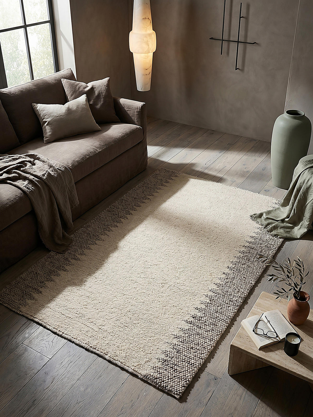 WOLLTEPPICH handgewebt MEDWAY, mit Bordüre, Beige, 80 x 150 cm - Beige, Textil (80/150cm) - KADIMA DESIGN