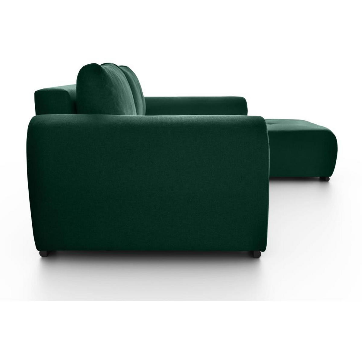 ECKSCHLAFSOFA Diana mt Bettkasten dunkelgrün rechts - Dunkelgrün/Schwarz, Textil (255/175cm) - Beautysofa
