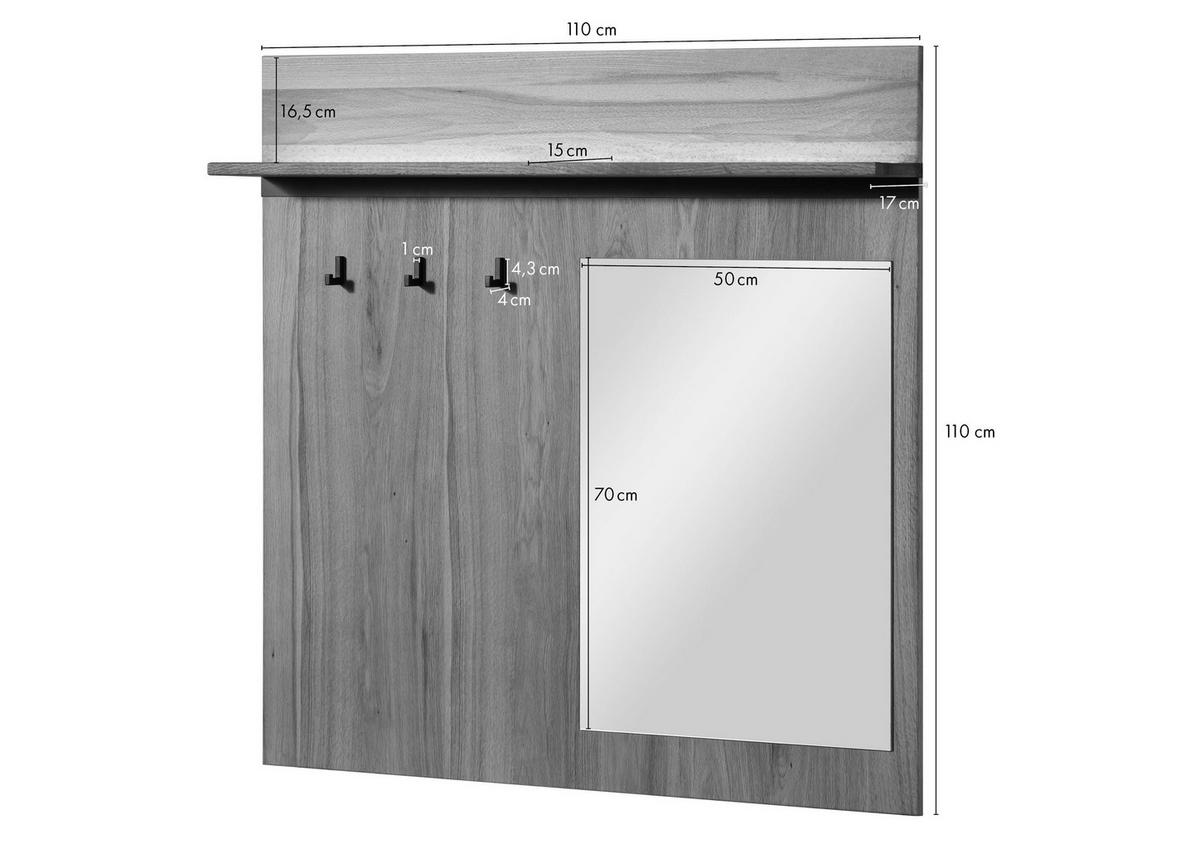 WANDGARDEROBE Wild-/Zerreiche 110x17x110 natur geölt MONTREUX LUX #136 - Naturfarben, Holz (110/110/17cm) - Massivmoebel24