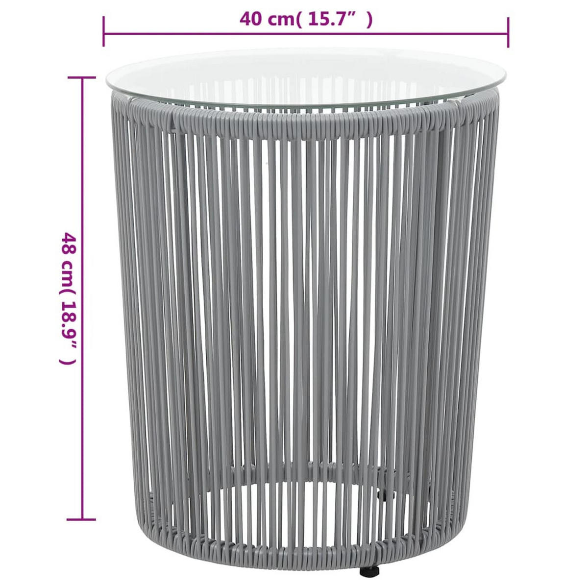 BISTROSET mit 2 Sessel und Kissen, aus PE-Rattan, in Grau, 3-teiliges Set - Grau, Kunststoff - vidaXL