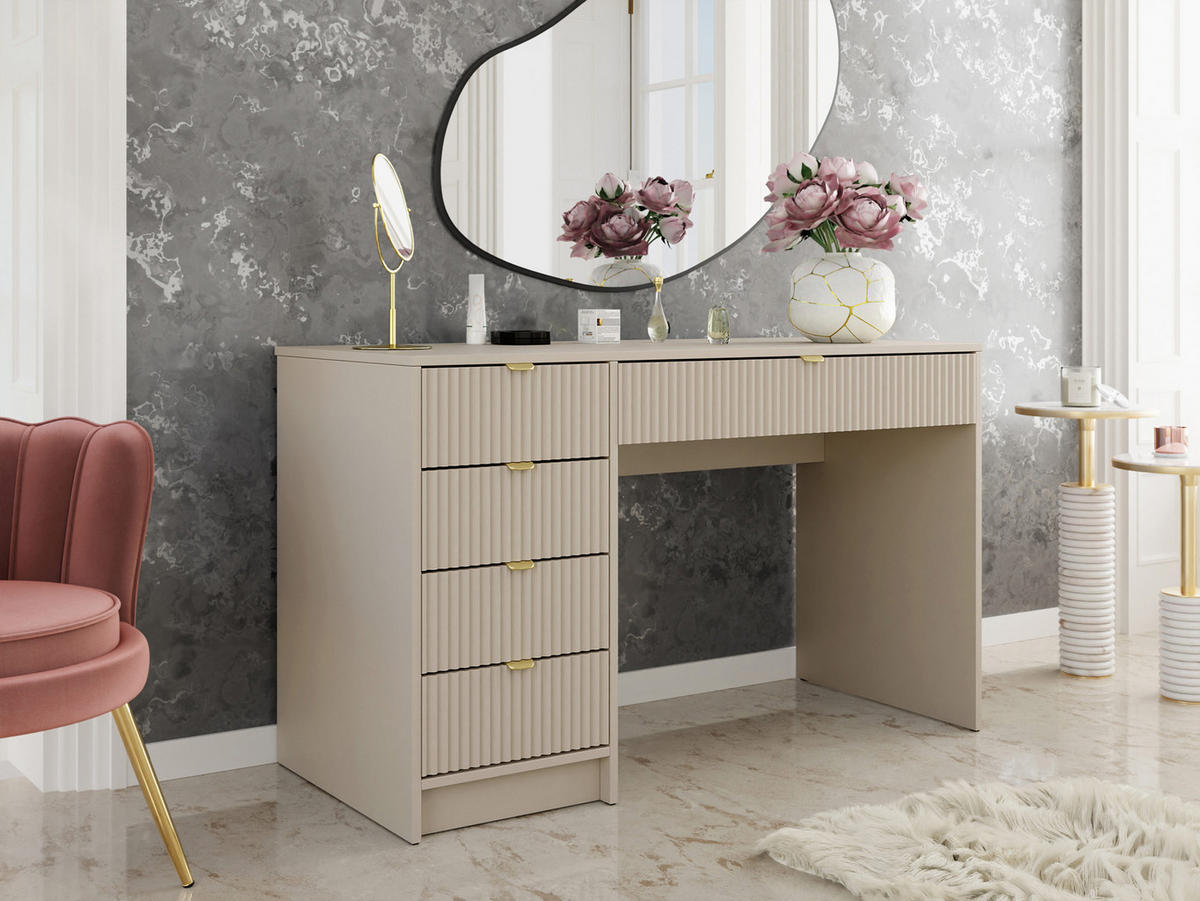 SCHREIBTISCH Tireno - Sandfarben/Goldfarben, Holzwerkstoff/Metall (55/120/76cm) - MIRJAN24