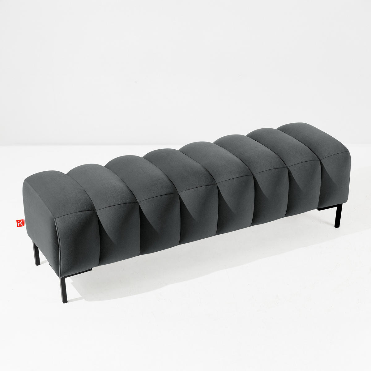 POLSTERBANK Bettbank PECCO, Metallbeinen - Dunkelgrau/Schwarz, Holz/Textil (160/50/50cm) - KONSIMO®