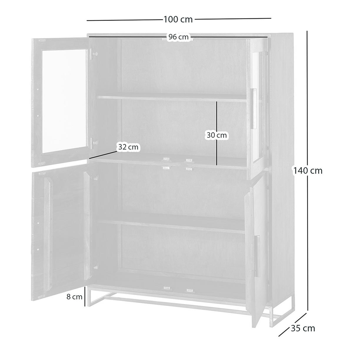 HIGHBOARD - Akazie massiv / Eisen - Akaziefarben, Holz (100/140/35cm) - home24