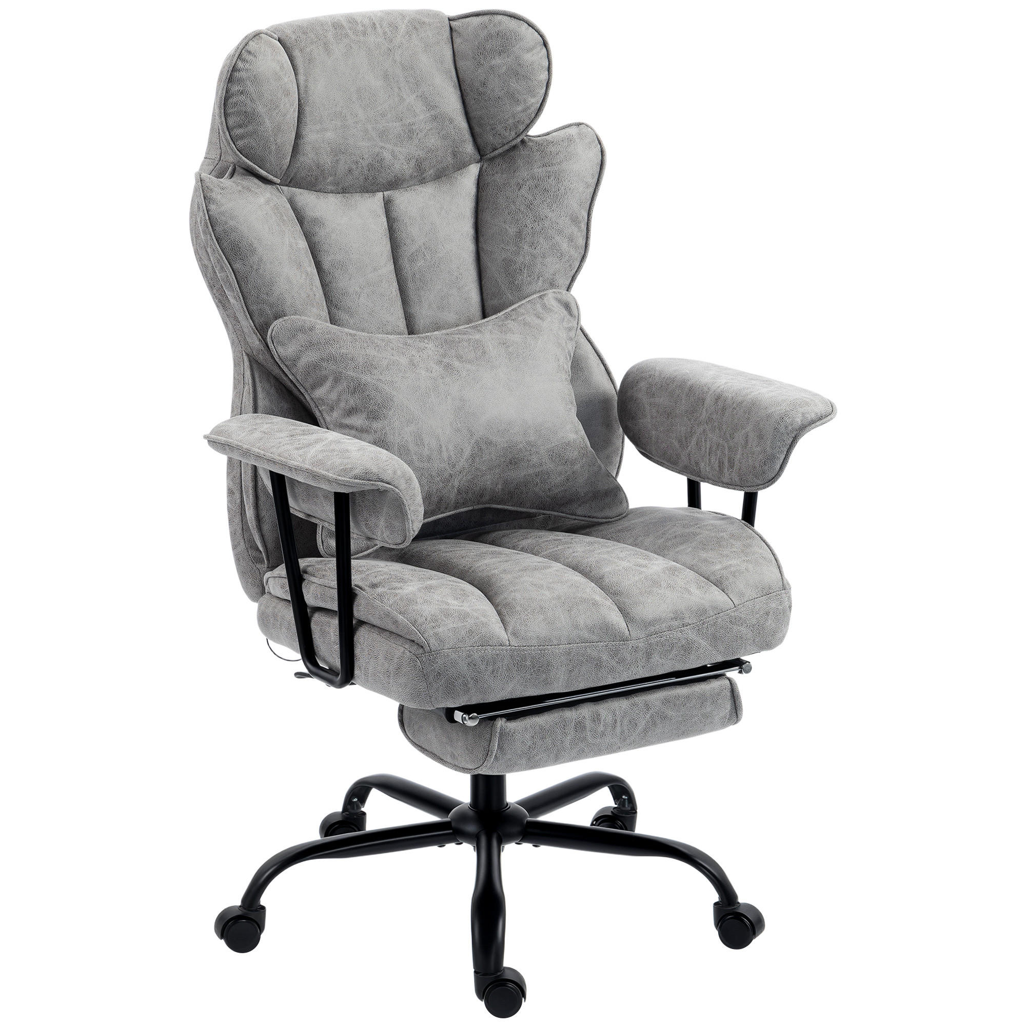 KONTORSSTOL Leathaire Grå - Svart/Grå, Textil/Plast (77/126/76cm) - HOMCOM