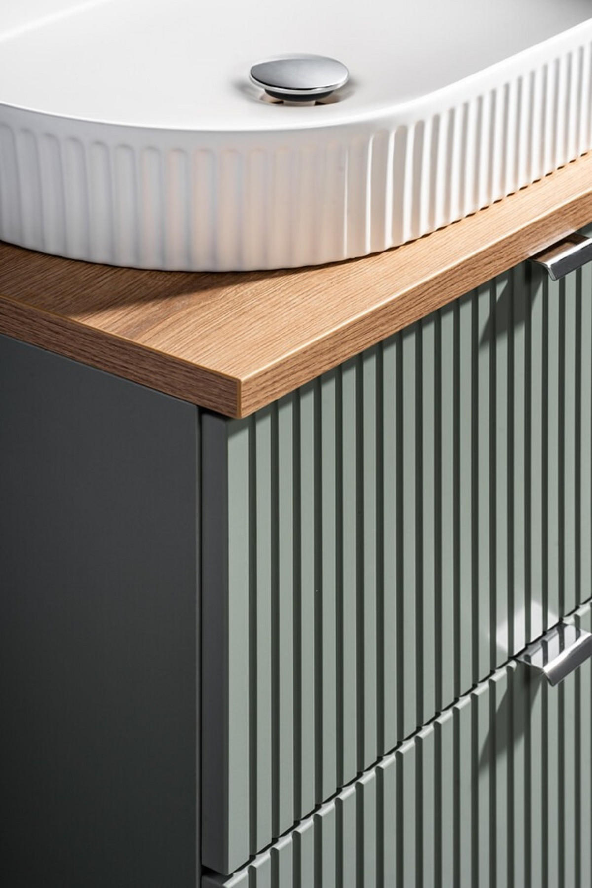 Thumbnail - Badmöbel-Set, Grün, Eiche Artisan, Holz, Nachbildung, 2 Schubladen, 140x57x40 cm, Badezimmer, Badmöbelsets & Badmöbelser...