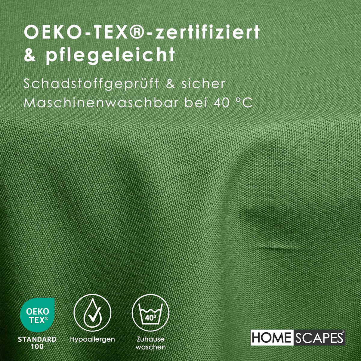 TISCHDECKE dunkelgrün rund 178 cm, 100% Baumwolle - Dunkelgrün, Textil (178/178cm) - Homescapes