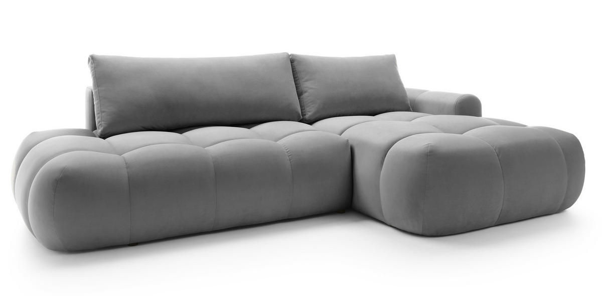 ECKSOFA Ombo Grau Velours 280 cm - Schwarz/Grau, Kunststoff/Textil (284/167cm) - Selsey