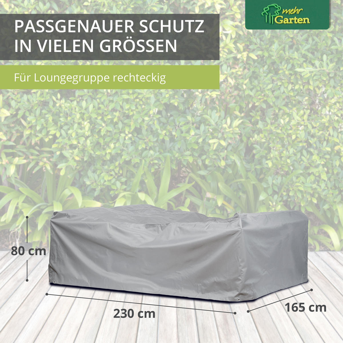 SCHUTZHÜLLE für Loungegruppe rechteckig / quadratisch SHP-60018 - Grau, Kunststoff (230/80/165cm) - mehr Garten