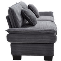 2-SITZER-SOFA aus Samt 224x81x81 cm Dunkelgrau mit tiefem Sitz, 2 Kissen und gepolsterten Armlehnen - Dunkelgrau, Textil (81/81/224cm) - Modfu