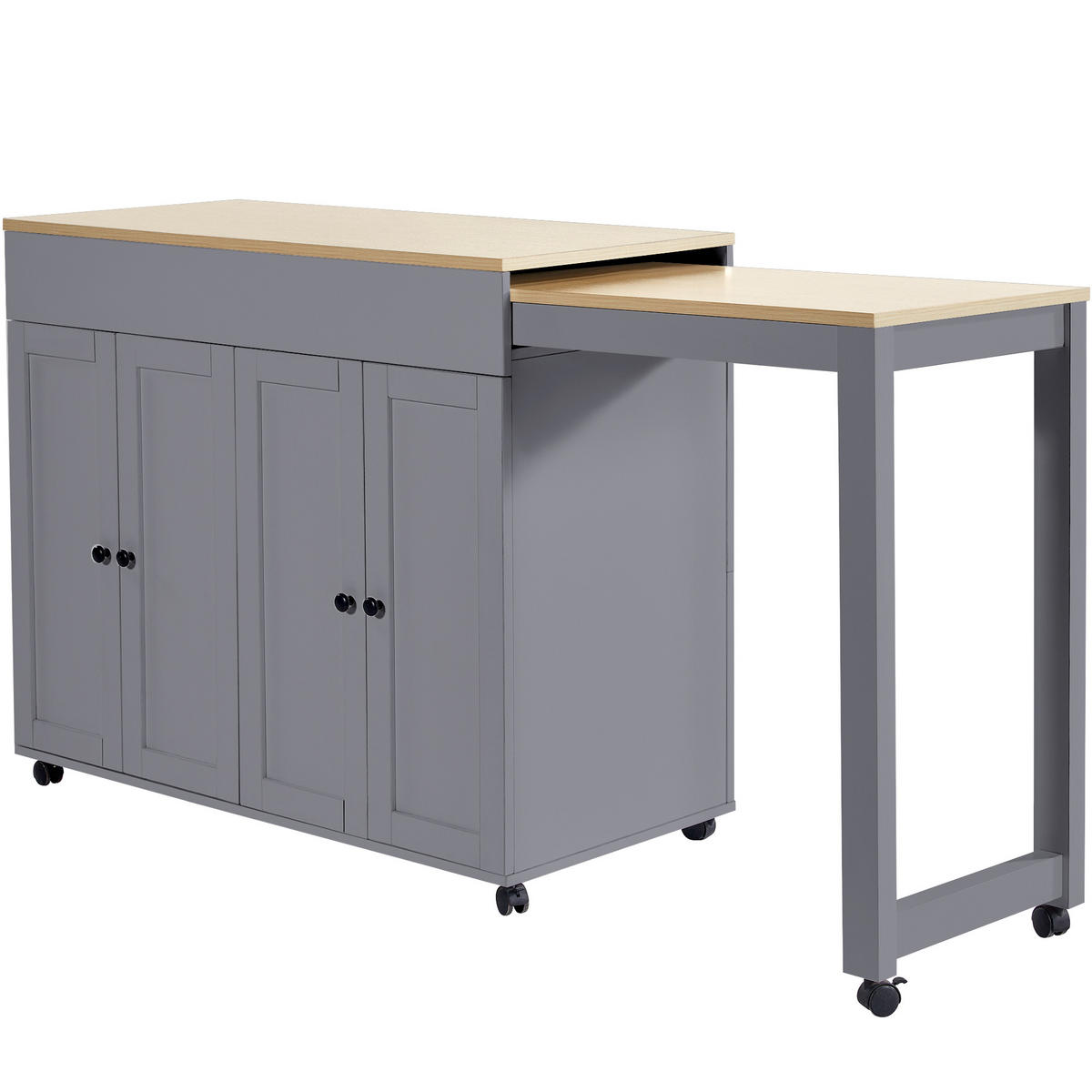BARTISCH Grau 117-180/50/95 cm - Grau, Holzwerkstoff (117/95/50cm) - PANGIVO