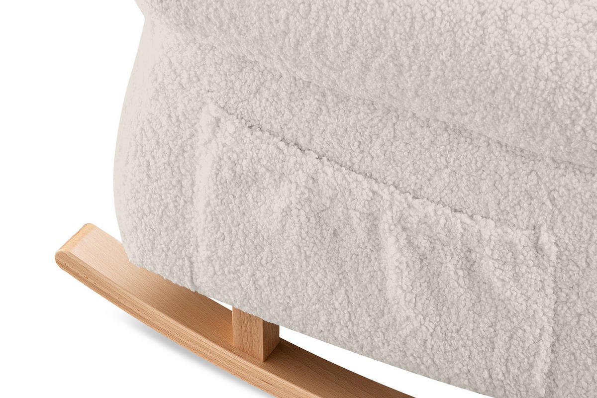 SCHAUKELSESSEL TULES mit Tasche für kleine Gegenstände, cremefarben - Eichefarben/Creme, Eichenholz/Holzwerkstoff (80/105/105cm) - KONSIMO®
