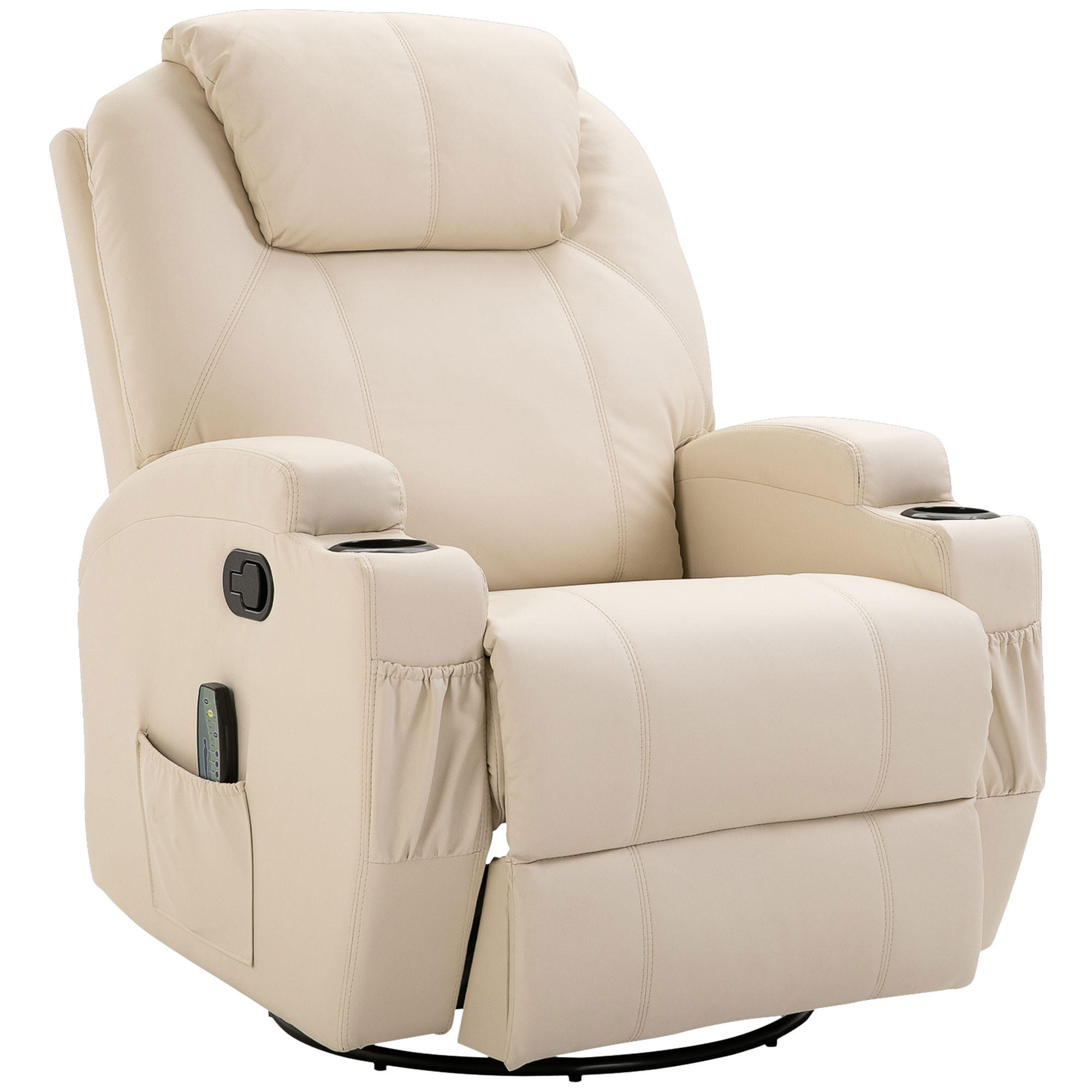 MASSAGESESSEL, Kunstleder, Cremeweiß - Weiß, Leder (92/109/84cm) - HOMCOM