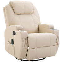 MASSAGESESSEL Fernsehsessel Elektrisch Relaxsessel 5 Massage-Modi Cremeweiß - Creme/Schwarz, Leder/Metall (92/109/84cm) - HOMCOM