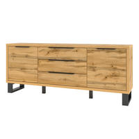 SIDEBOARD HALENZA 201/83/45 cm mit 3 Schubladen und 2 Türen Eiche Wotan - Eiche Wotan, Holzwerkstoff (201/83/45cm) - MASSENO