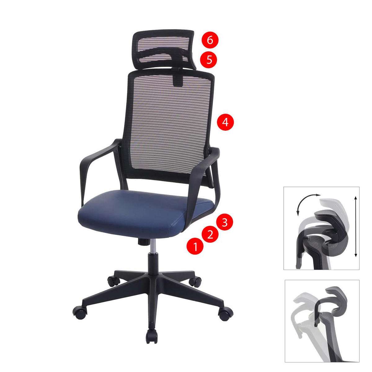 BÜROSTUHL Blau - Blau, Textil (64/128/66cm) - MCW
