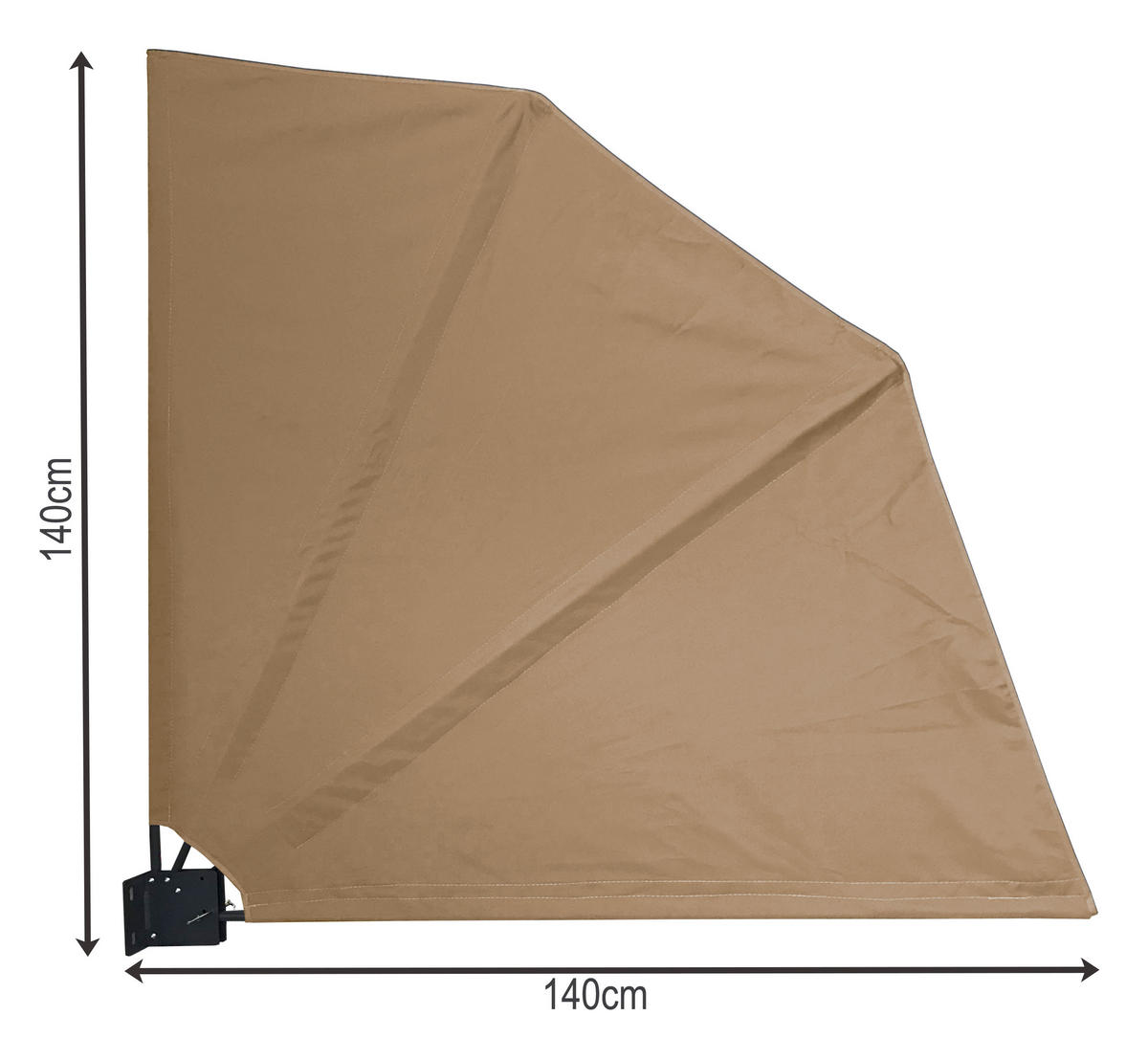 SICHTSCHUTZFÄCHER 140x140 cm Beige mit Easy Mount Wandplatte - Beige, Metall (2/140cm) - QUICK STAR