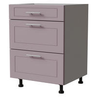 SCHUBLADENUNTERSCHRANK Bari D3/60 Grau / RAL 4009 pastellviolett 60 / 50 / 82cm Blum Teilauszug - Violett/Grau, Holz/Holzwerkstoff (60/82/50cm) - Feldmann-Wohnen
