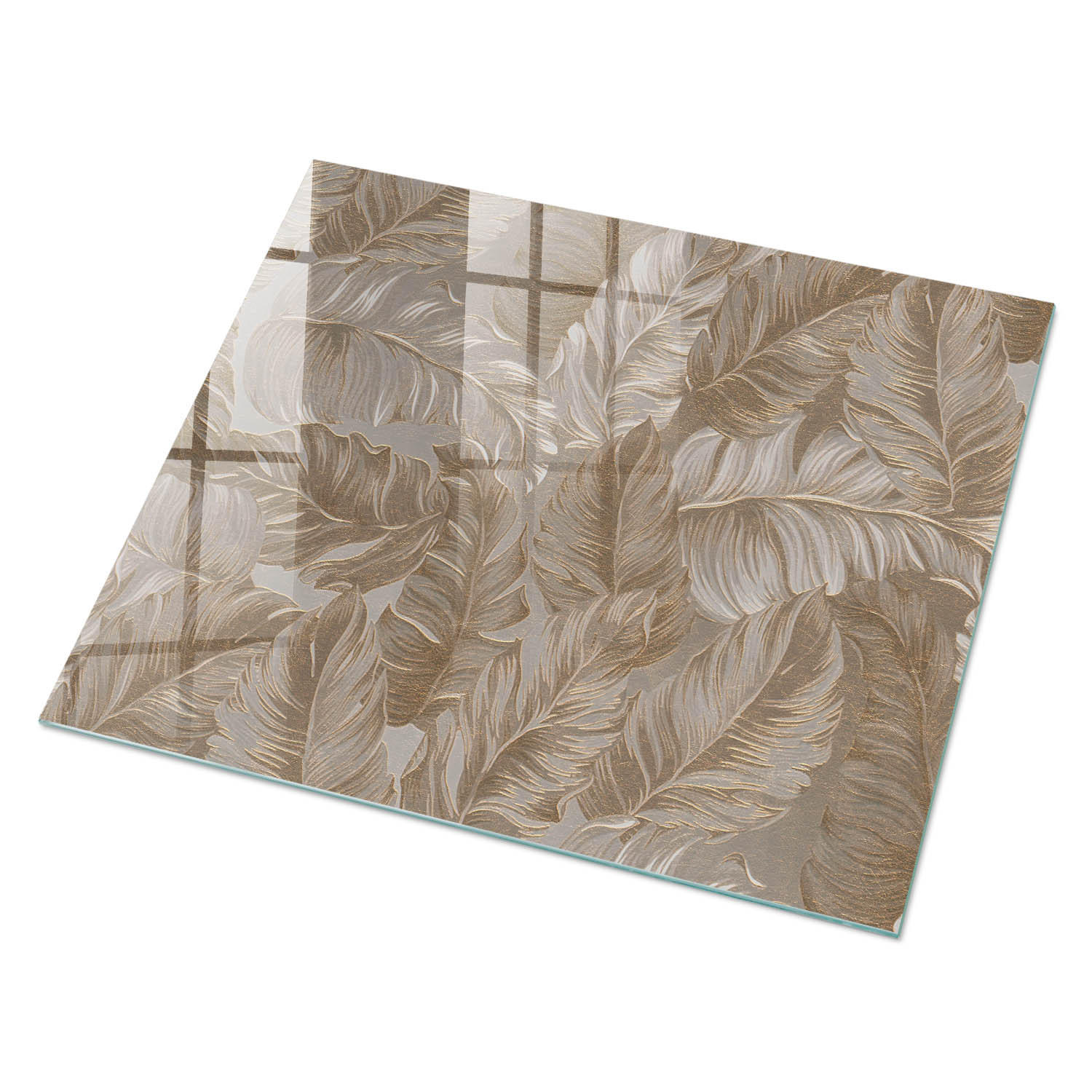 GLASPLATTE 80x60 cm – Exotische Blätter - Braun, Glas (0.4/80/60cm) - ArtPrintCave