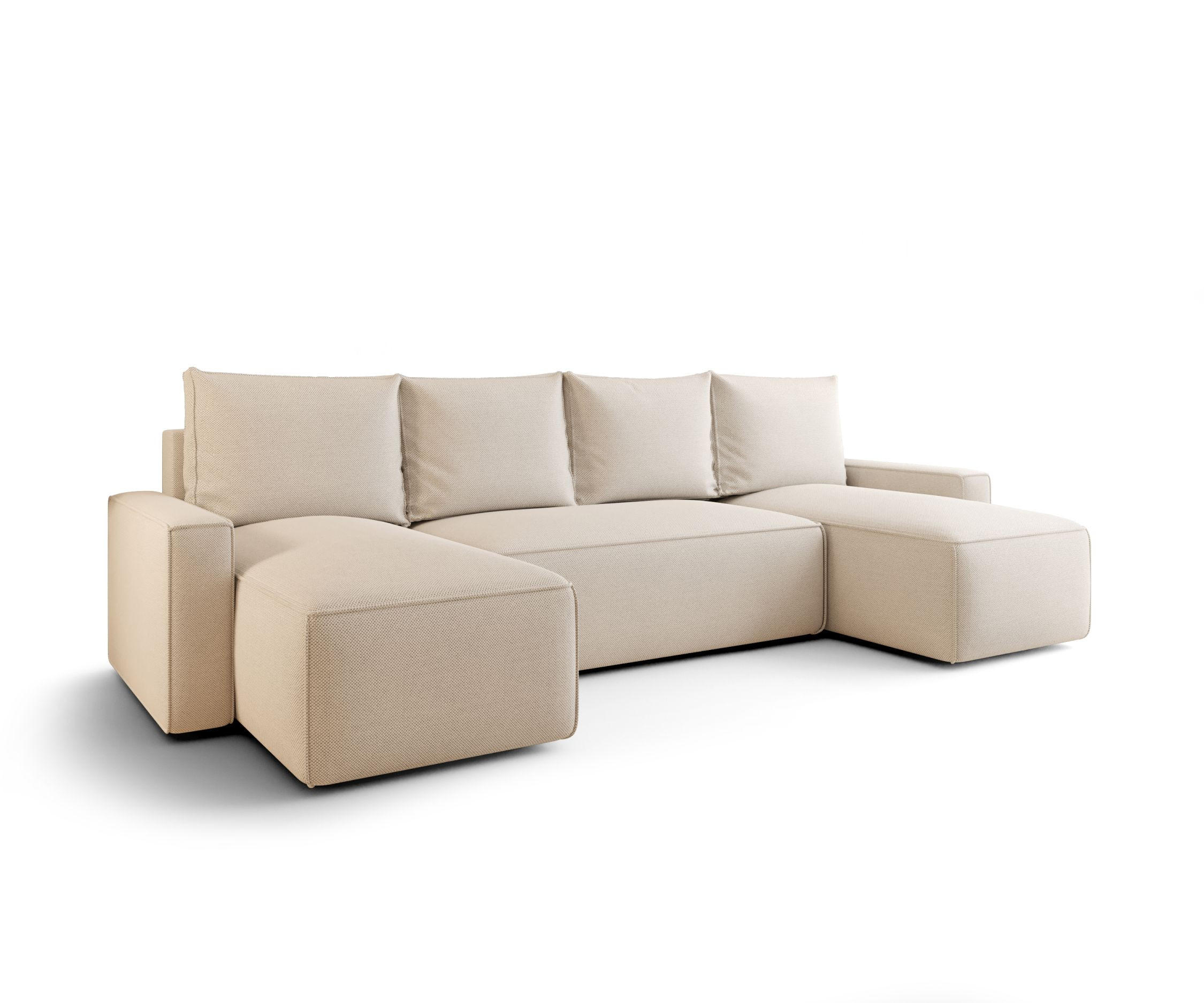 WOHNLANDSCHAFT mit Schlaffunktion SAVIO U Curio 09 - Ecru, Textil (300/75/140cm) - Bedante
