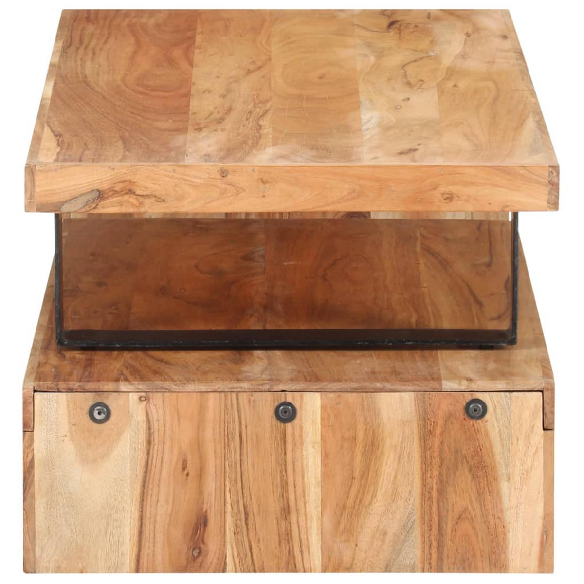 2-TLG. Couchtisch-Set Akazie Massivholz - Hellbraun, Holz (90/50/40cm) - furnicato