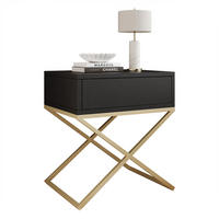 NACHTSCHRANK KSENO mit Schublade, 45/35/50 cm, Goldfarben / Schwarz - Goldfarben/Schwarz, Holzwerkstoff/Metall (45/50/35cm) - Idohome