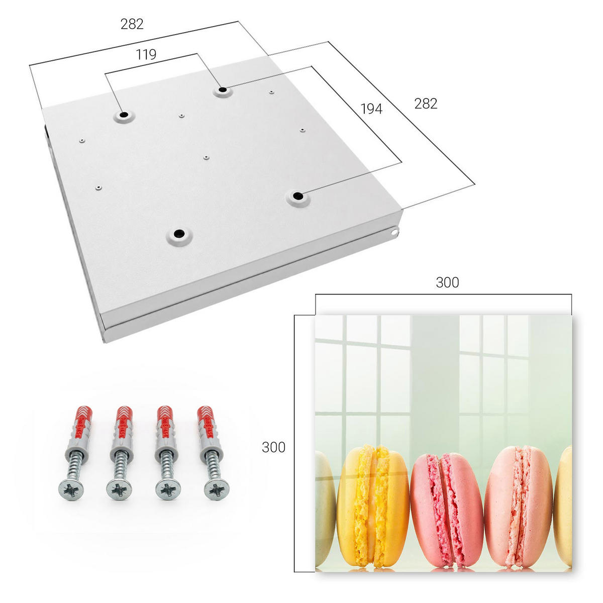 SCHLÜSSELBOX Weiß 30x30 cm – Türöffnung nach rechts - Farbenfrohe Köstlichkeiten - Grün, Metall (30/30/5cm) - TULUP