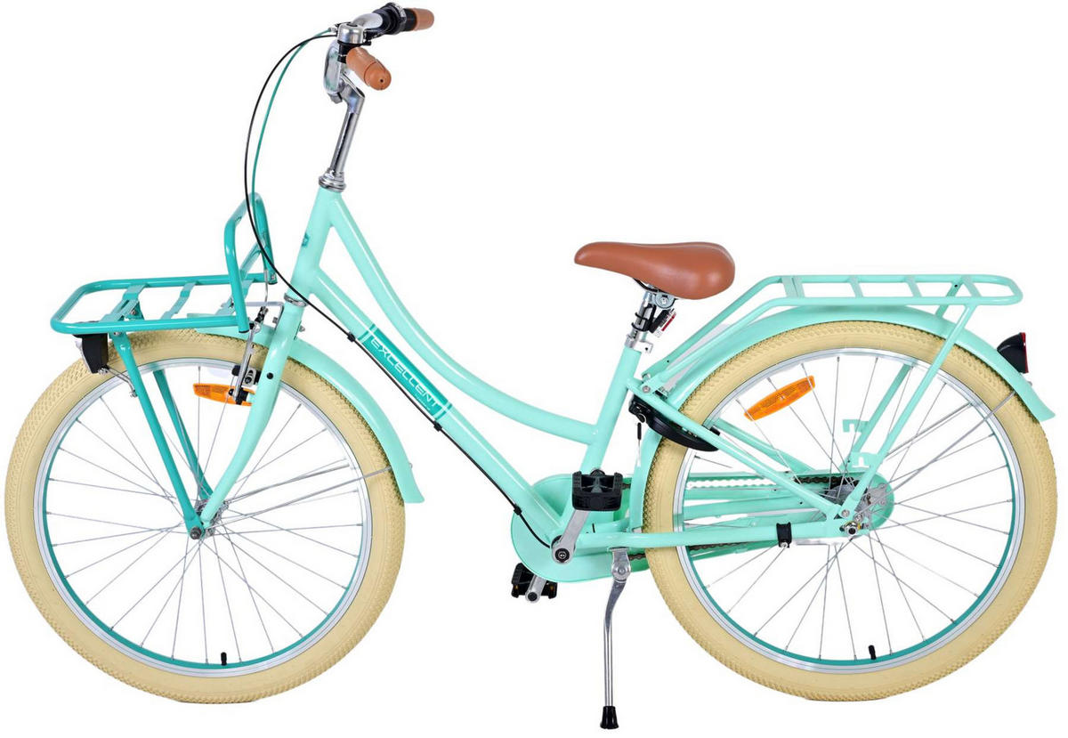KINDERFAHRRAD Excellent - Mädchen - 24 Zoll - 3 Gänge - Rücktritt + Handbremse - Grün - Grün, Metall (65cm) - TPFSports