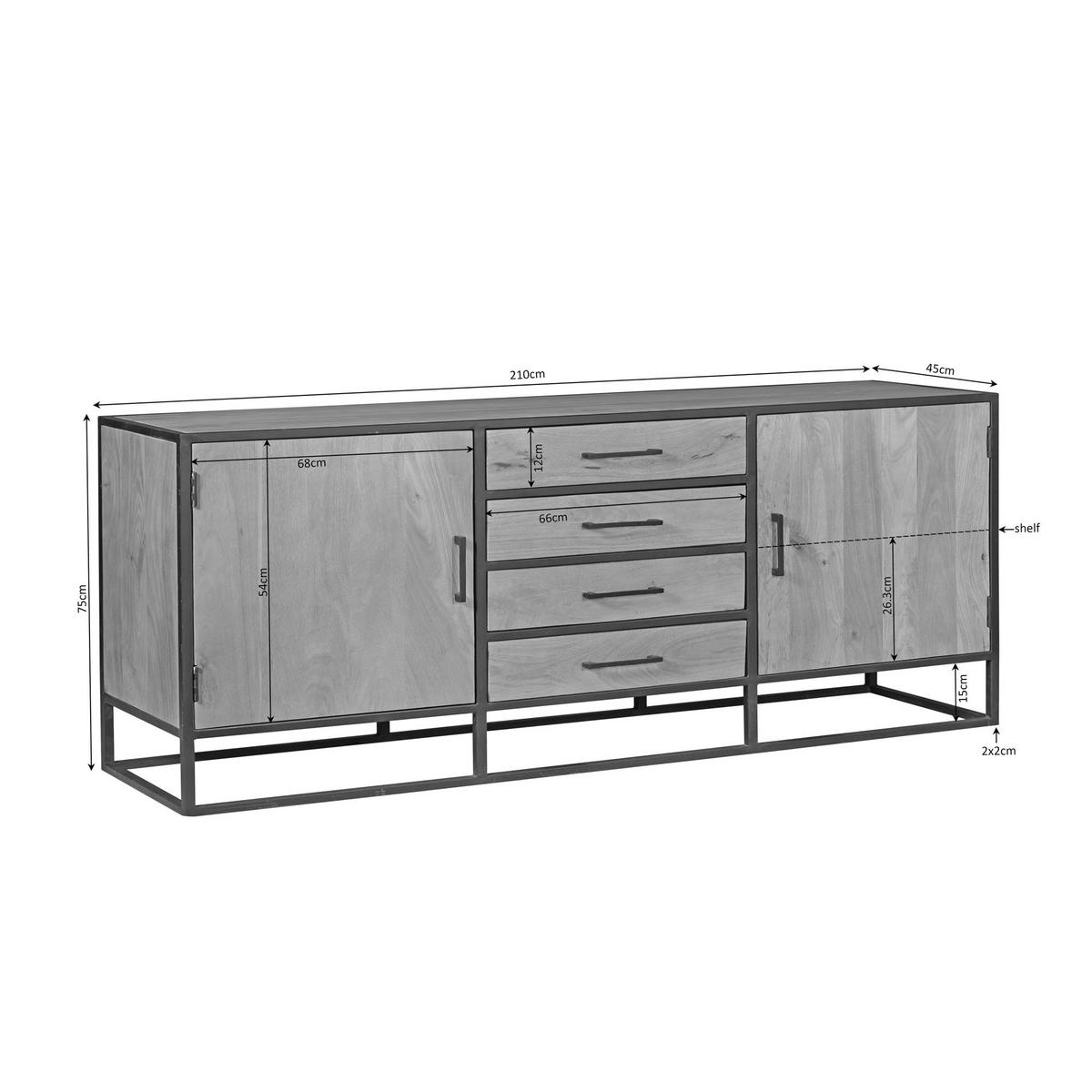 SIDEBOARD Dakota Braun 45/210/75 cm - Braun, Holz (210/75/45cm) - Starfurn