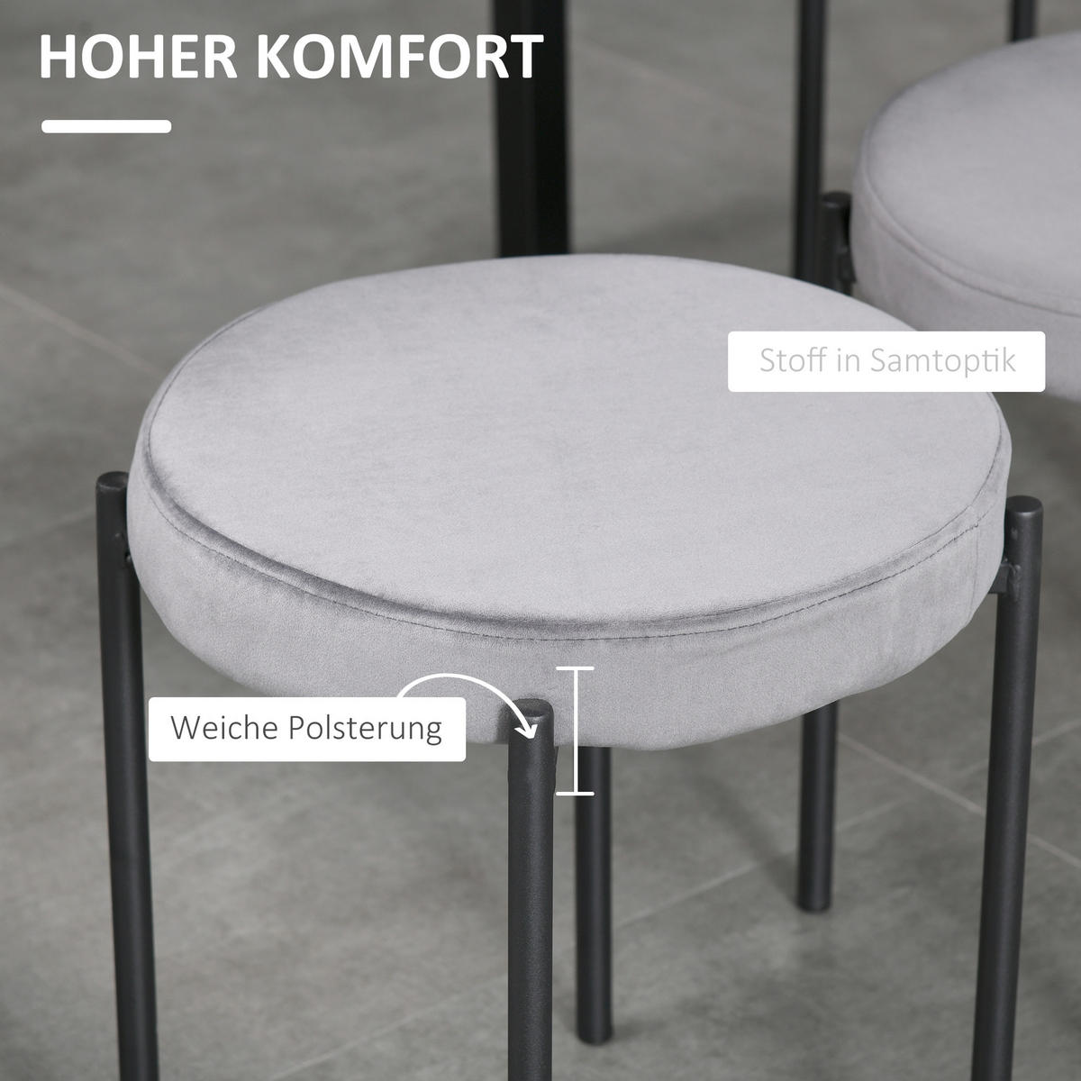 ESSZIMMERSTÜHLE, Polyester, Dunkelgrau - Dunkelgrau, Kunststoff (41.5/46/41.5cm) - HOMCOM