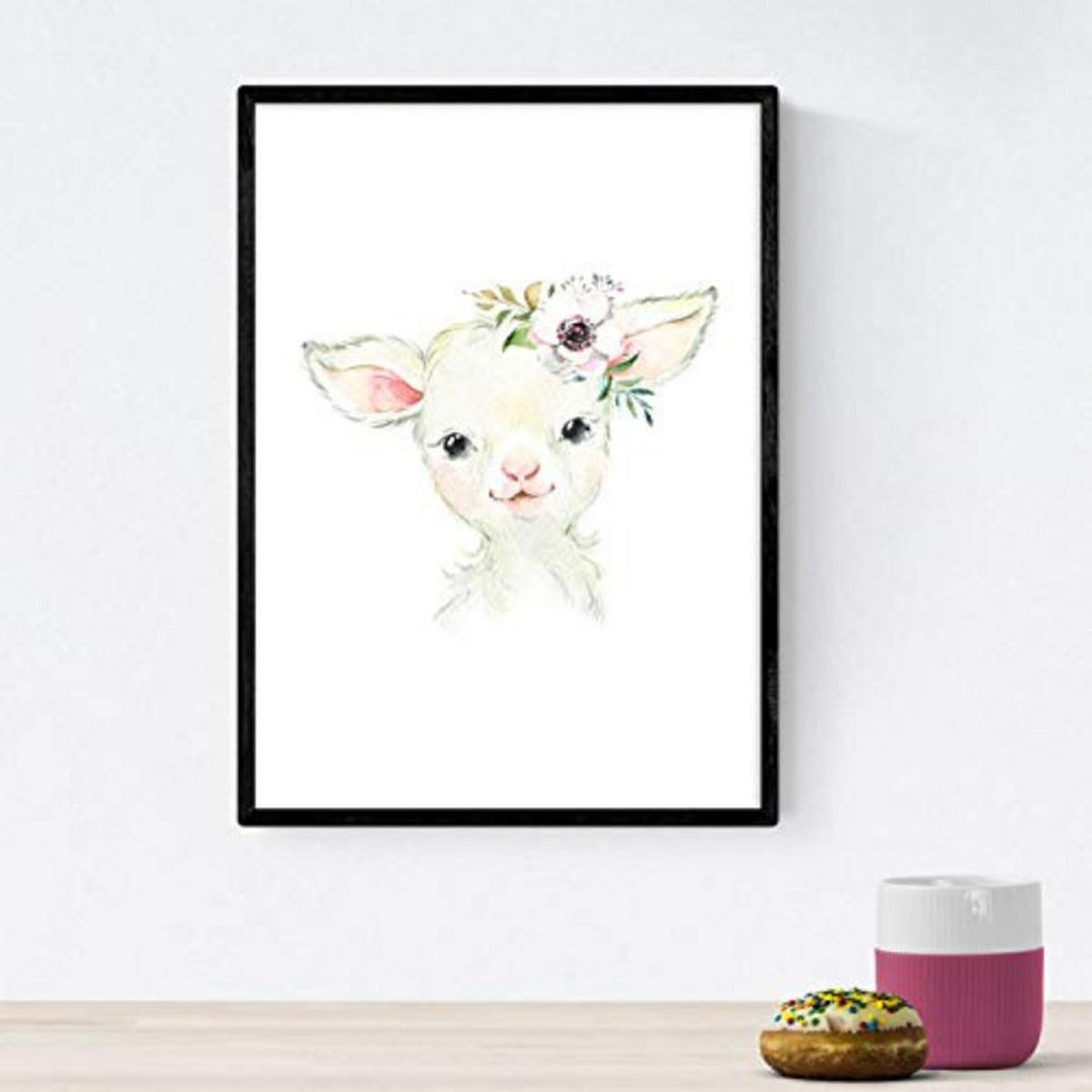 POSTER Set mit 4 Schweinefleischmapschache Ziege und Mofeta A3 Schwarzer Rahmen - Schwarz, Papier (29.7/3cm) - Nacnic