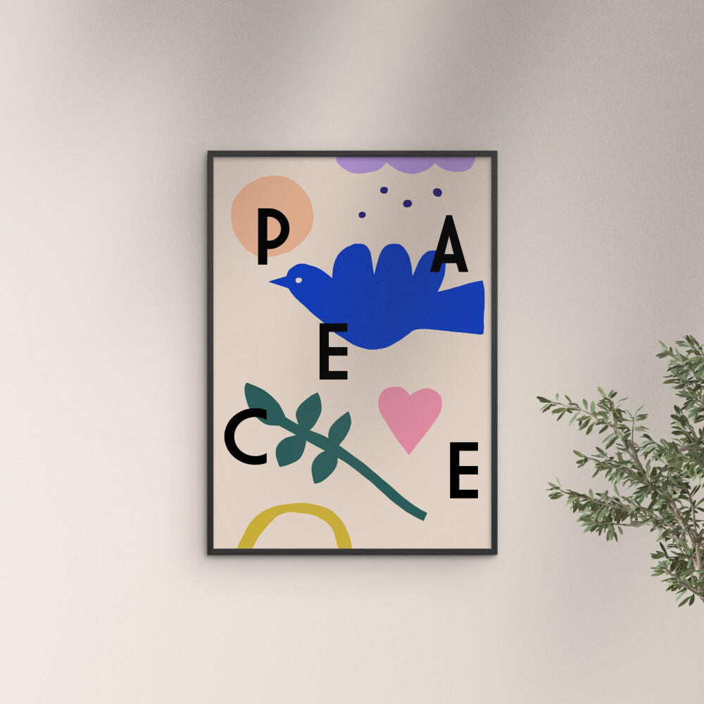 POSTER mit Rahmen Maren Gross - Peace - Multicolor/Schwarz, Holz/Papier (70/100cm) - Poster&Frame