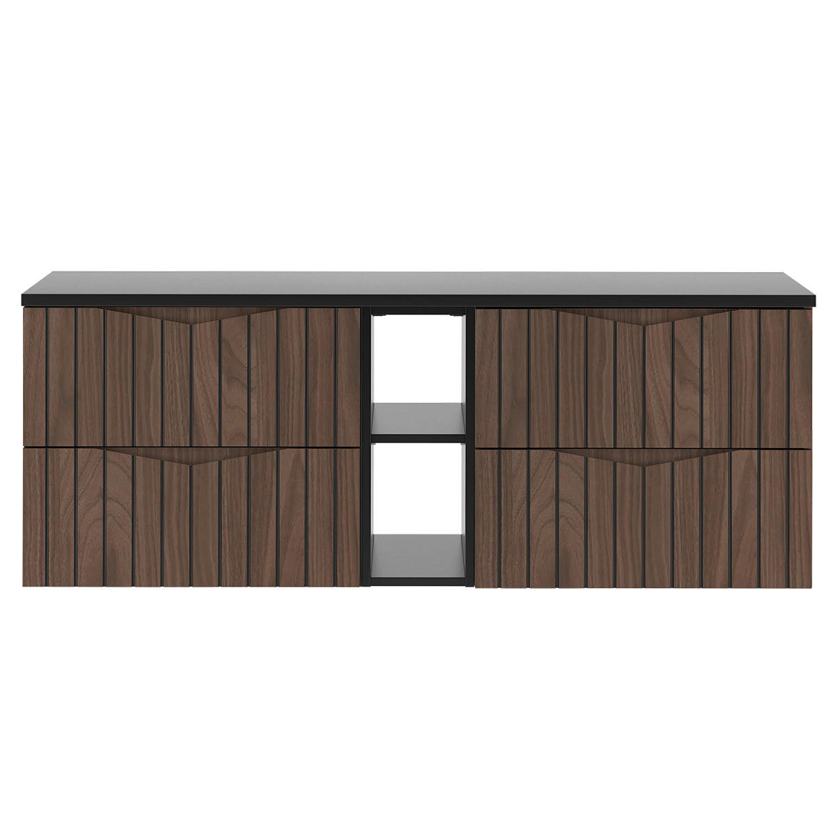 SKRINKA POD UMÝVADLO 140.6cm Siena Drevo a čierna farba - čierna, kompozitné drevo (140.6/52.2/46.5cm) - Petits-meubles