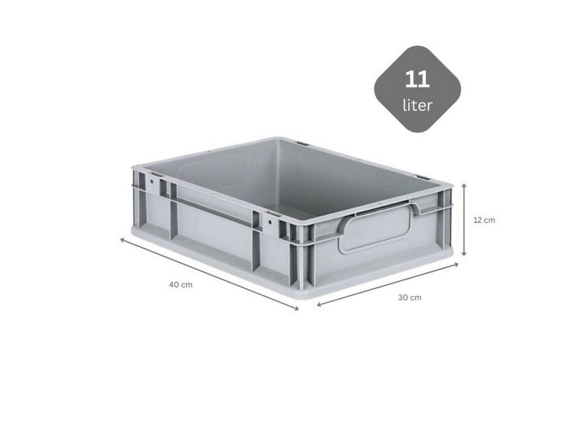 EUROBOX 5x Nextgen Economy Griffe Geschlossen 12x30x40cm 11 Liter - Grau, Kunststoff (30/12/40cm) - PROREGAL