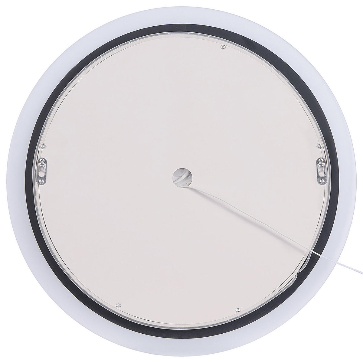 BADSPIEGEL mit LED-Beleuchtung rund 58/58 cm Yser - Silberfarben, Kunststoff (58/58/3cm) - Beliani