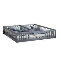 KINDERBETT aus Kiefernholz und MDF 90x200 cm Grau mit Sicherheitsgitter und Lattenrost für 2 Kinder - Grau, Holzwerkstoff (90/200cm) - Modfu