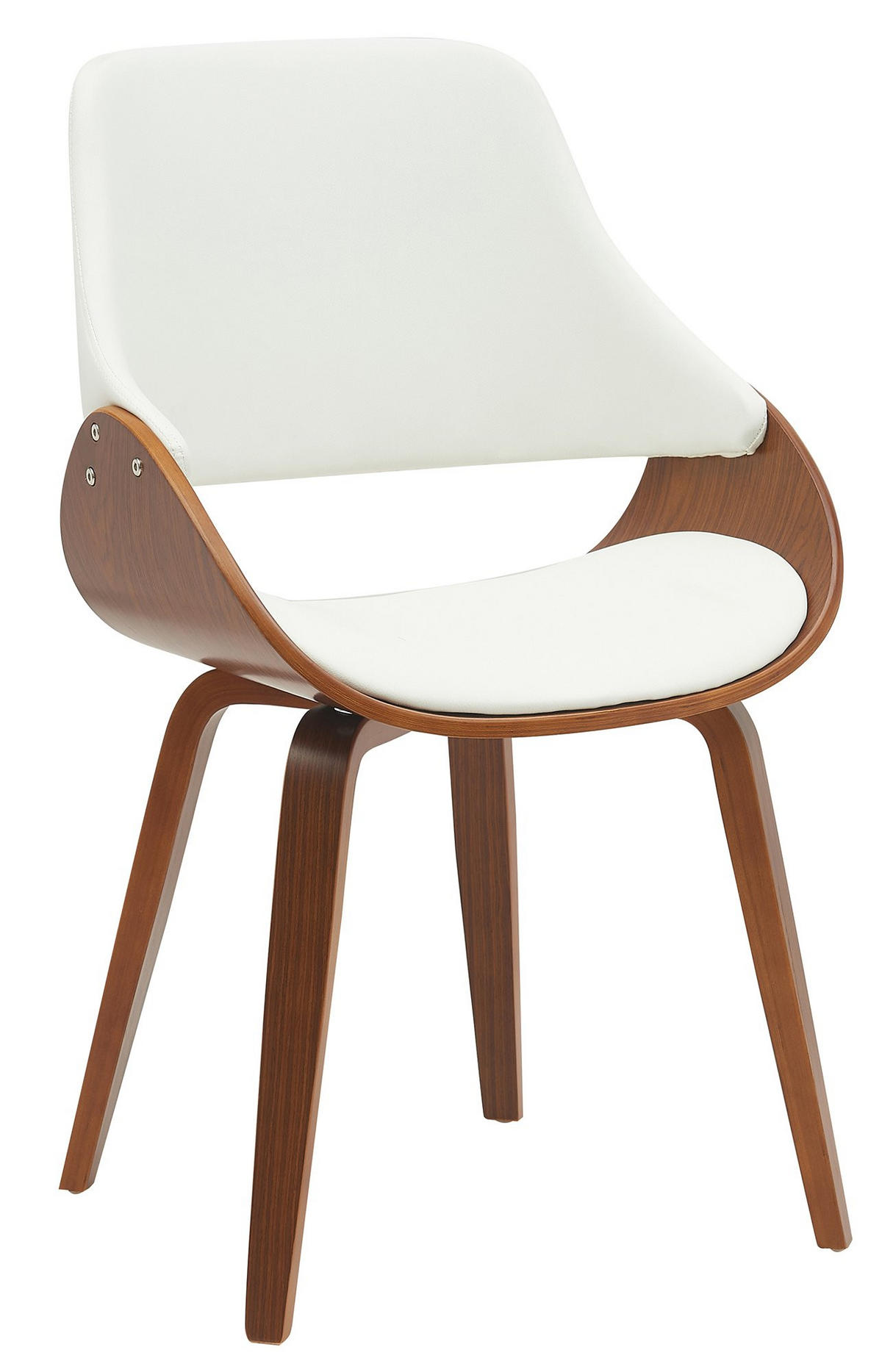 ESSZIMMERSTUHL Lederlook Walnuss/Weiß - Walnussfarben/Weiß, Holz/Textil (52/86/54cm) - CLP