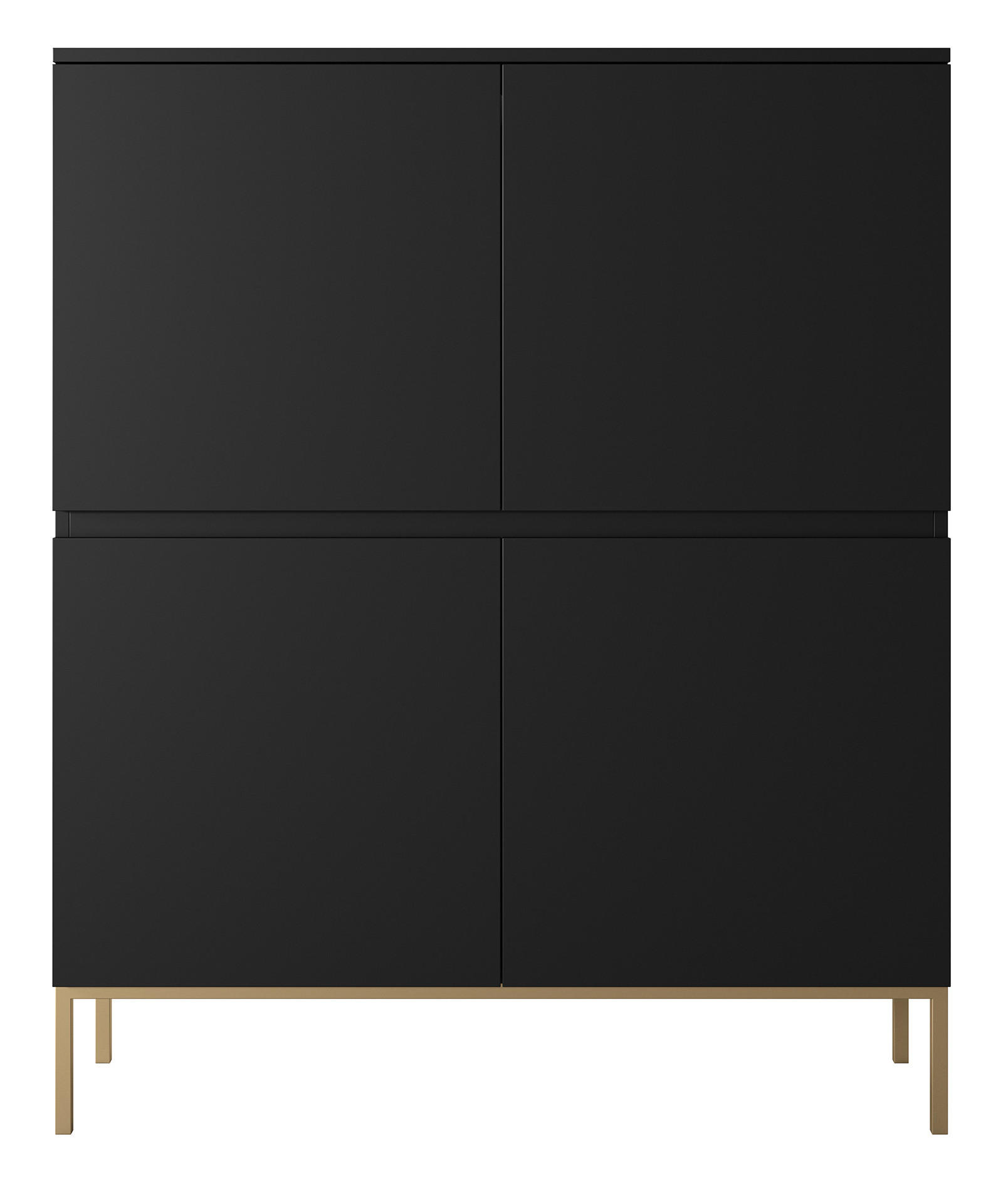 HIGHBOARD Bemmi Schwarz mit goldenen Metallbeinen 100 cm - Goldfarben/Schwarz, Holzwerkstoff/Metall (100/122/35cm) - Selsey