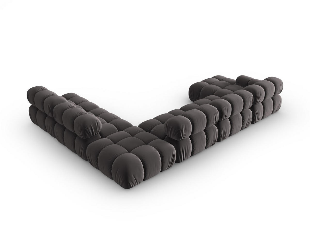 MODULARES-PANORAMASOFA rechts Bellis aus Samt dunkelgrau 7 Sitzplätze - Dunkelgrau, Textil (282/63/379cm) - Micadoni