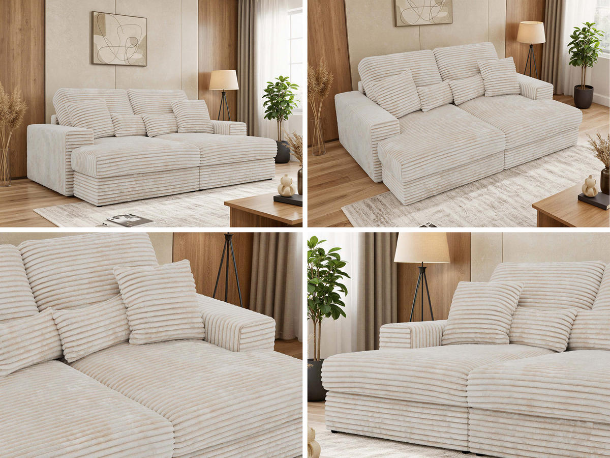 TROJMIESTNA POHOVKA ANERA - Béžová Manšester - čierna/krémová, textil/plast (248/107/163cm) - MKS